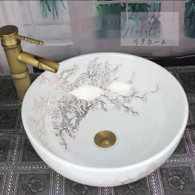 高級洗面台 洗面ボウルセット洗面ボール 陶器 手水鉢 手洗器蛇口 排水金具付き