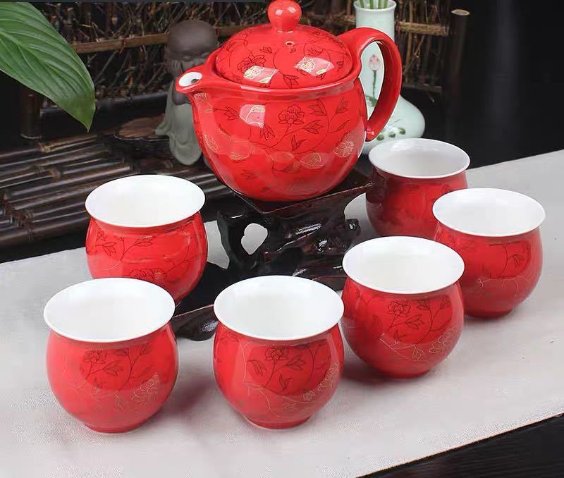 6客茶器揃 湯呑 急須 ポット 茶器セット ティーセット