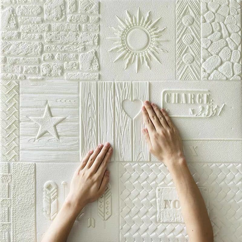 50枚 70cm&times;70cm 背景壁 3D立体レンガ模様壁紙 防水 汚い防止 カビ防止｜Sinessy 店