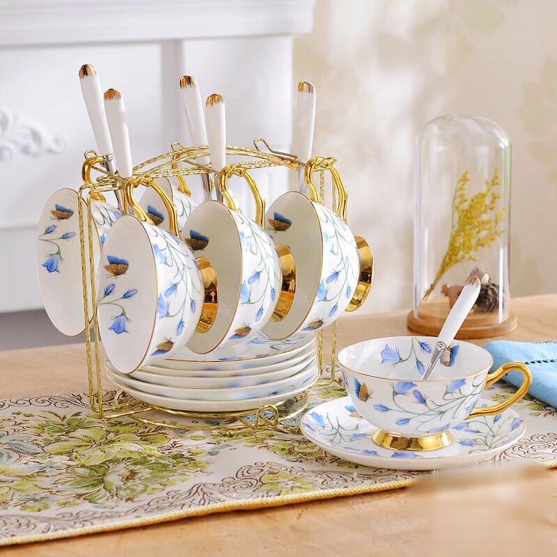カップ＆ソーサー6客セット 花柄豪華カップ 陶磁器ティーセット