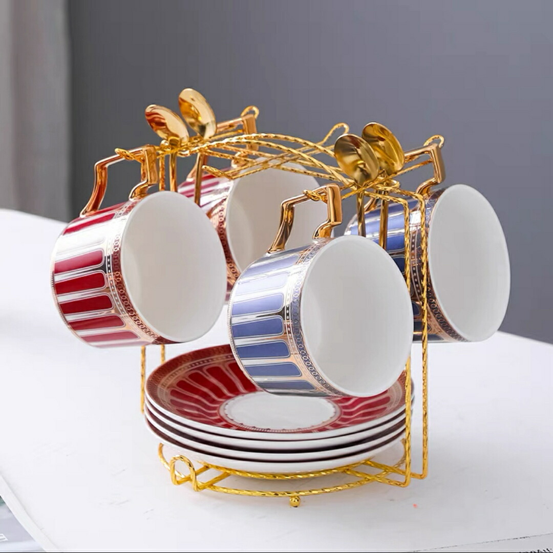 ティー・コーヒーカップセット カップ＆ソーサー4客セット ．陶磁器ティーセット｜Sinessy 店