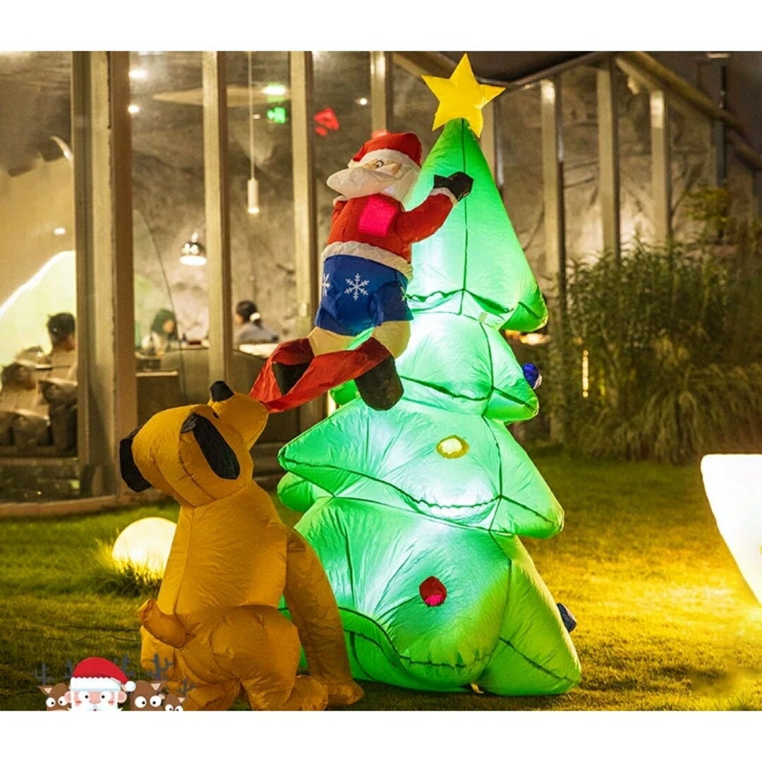 クリスマス飾りつけサンタさん ライトアップ インフレータブル 膨らます庭 室外かざり付ける