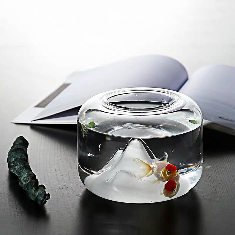 金魚鉢 硝子鉢 メダカ 小魚 ポット 雪山 今めかしい