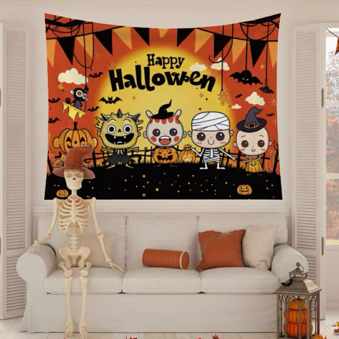 タペストリー ハロウィン カボチャ布ポスター 壁面装飾 壁掛け飾り 窓 背景布