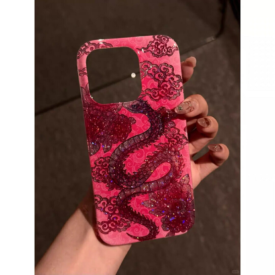 ピンク ヘビ 蛇柄 雲柄 グリッター キラキラ iPhoneケース スマホケース
