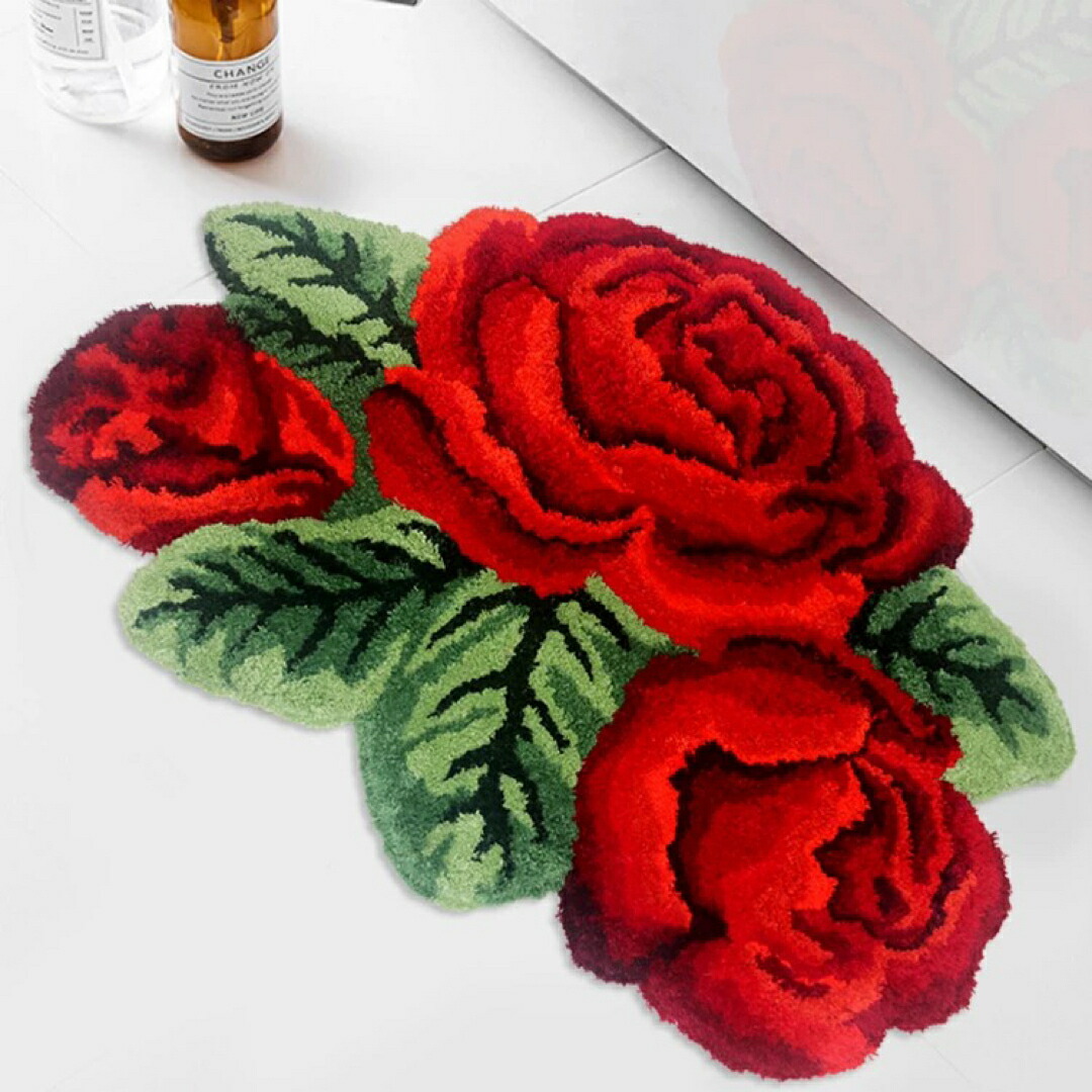 ラグマット リビングマット お風呂マット 玄関マット．カーペット薔薇雑貨
