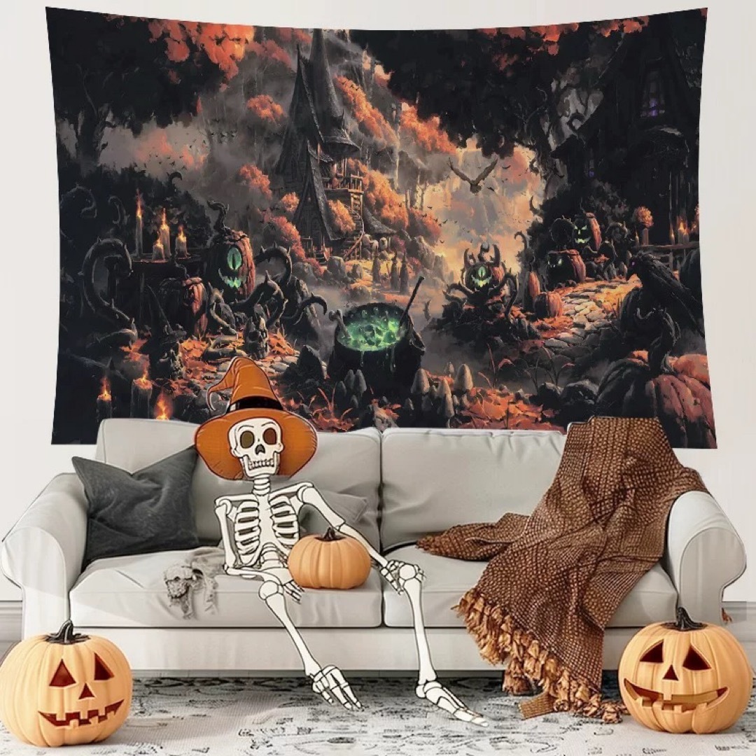 タペストリー ハロウィン カボチャ布ポスター 壁面装飾 壁掛け飾り 窓 背景布|Sinessy 店