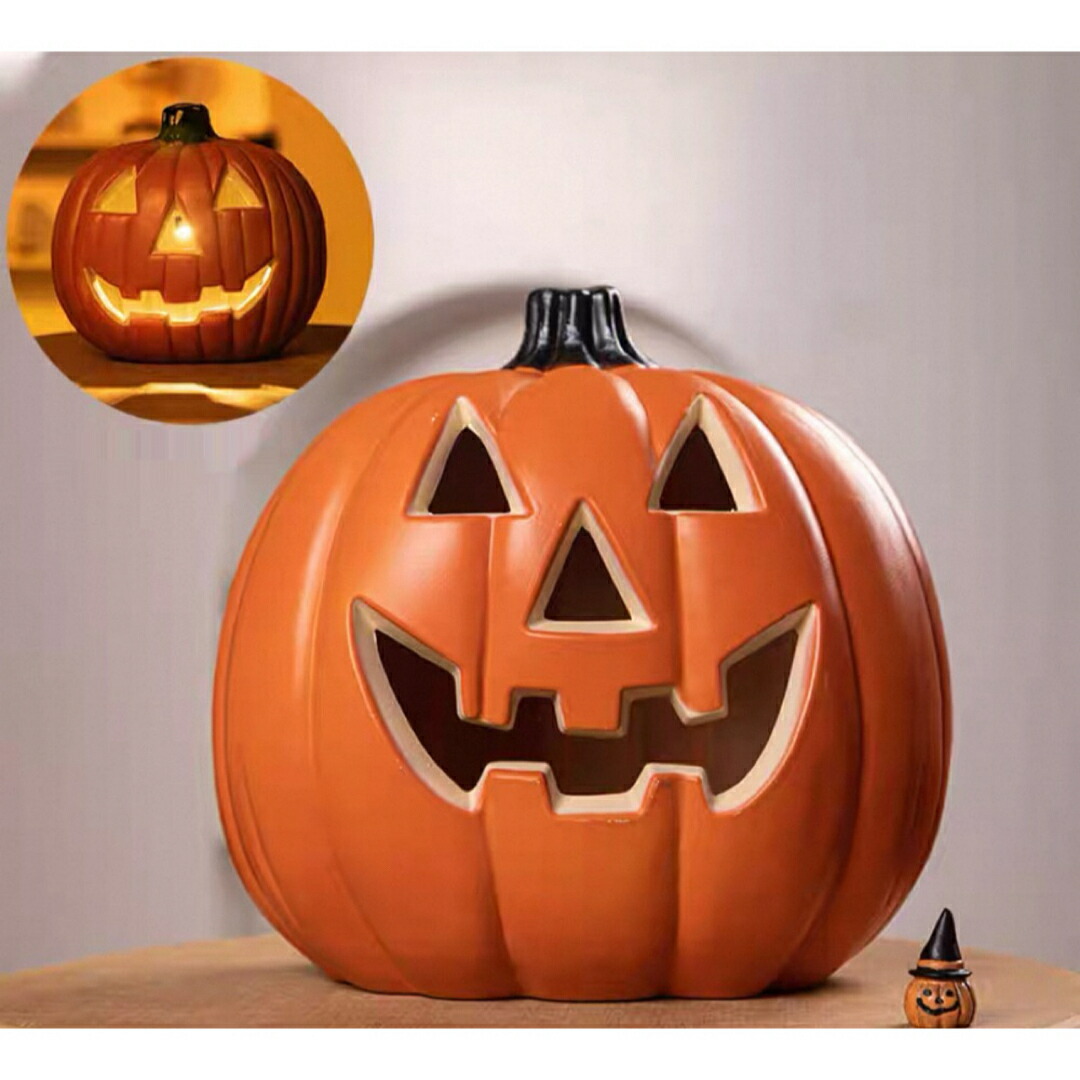 ハロウィン かぼちゃランタン LEDライト付き ジャックオーランタン 装飾置物