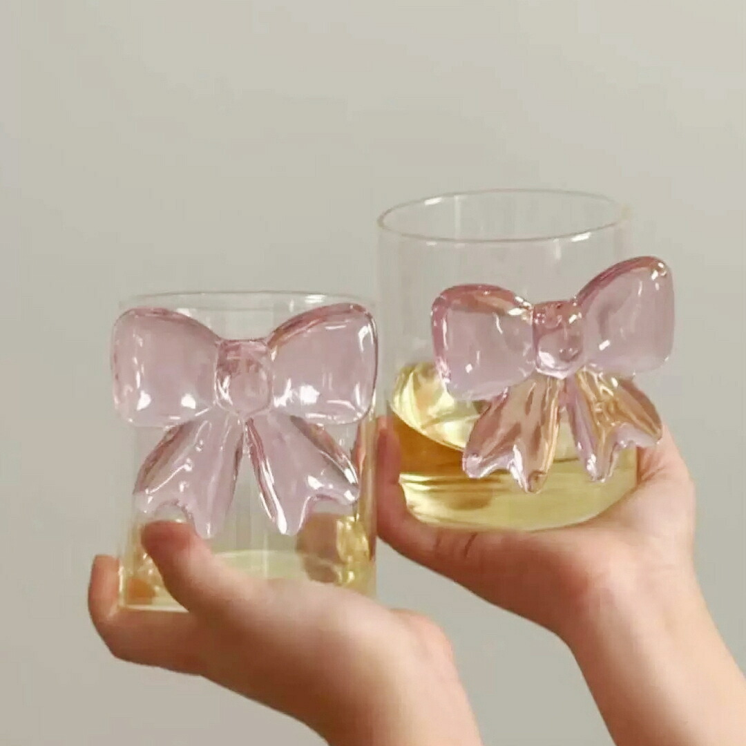 可愛い立体リボン付きグラス 2点セット|Sinessy 店