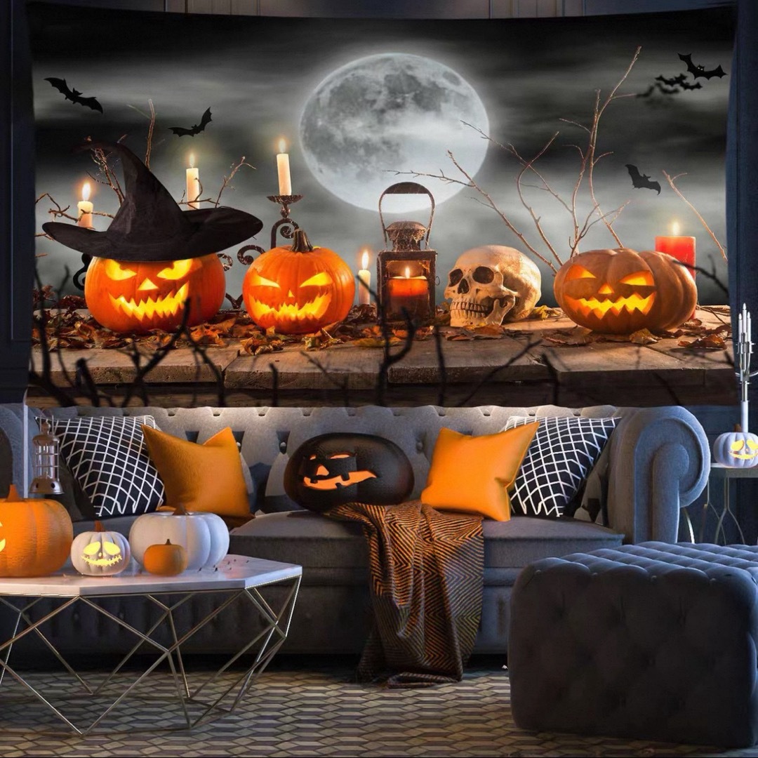ハロウィン カボチャ布ポスター 壁面装飾 壁掛け飾り 窓 背景布