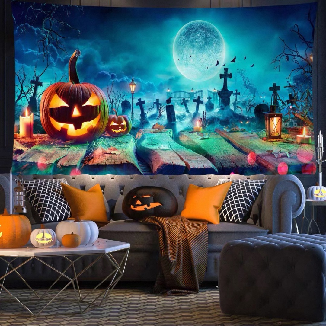 ハロウィン カボチャ布ポスター 壁面装飾 壁掛け飾り 窓 背景布|Sinessy 店