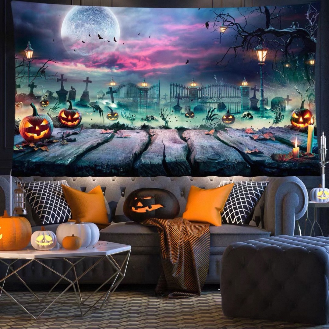 ハロウィン カボチャ布ポスター 壁面装飾 壁掛け飾り 窓 背景布