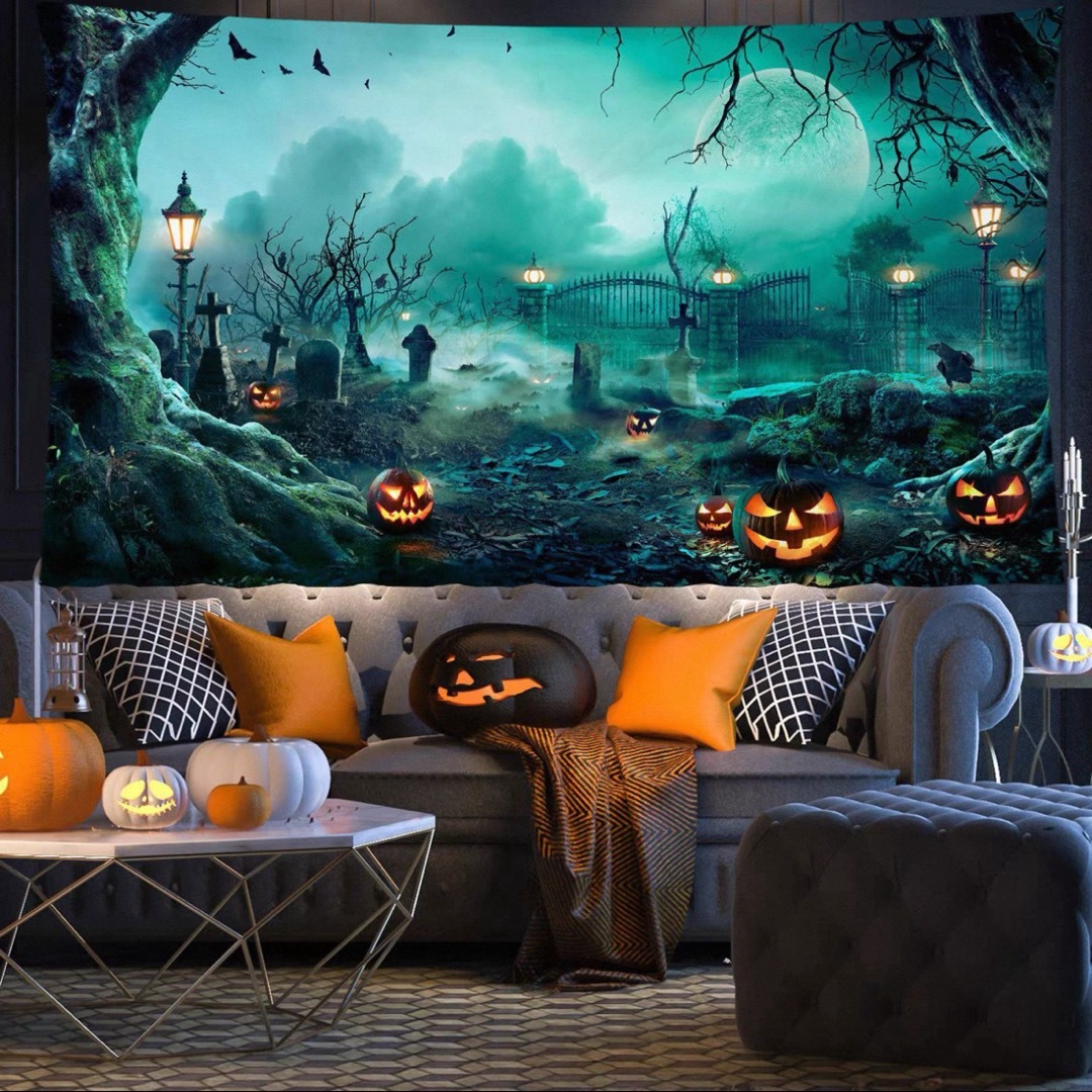 ハロウィン カボチャ布ポスター 壁面装飾 壁掛け飾り 窓 背景布