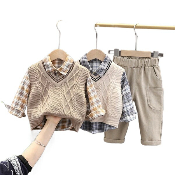 3点セット 子供 スーツ 2color 男の子 フォーマル スーツ シャツ 長袖 子供服 紳士服 ニットベスト 上下セット 洋服 七五三 キッズこども スーツセット ベビー服 赤ちゃん セットアップ 子ども 出産祝い 卒業式 入学式 入園式 おしゃれ 写