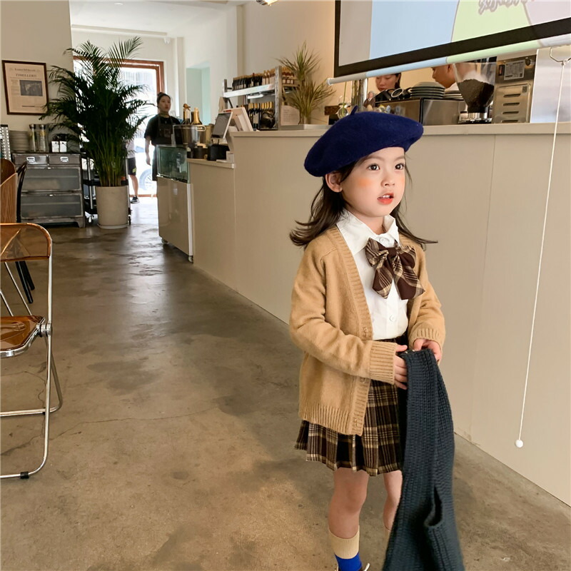 フォーマル 卒式 赤ちゃんユニフォーム 赤ちゃん背広 キッズ お子さんユニフォーム 卒式背広 スポーツジャケット キッズ 御姉さん 小学生 背広  スコート フォマール 学校 ちびっ子 幼稚園・告げ知らせる会・生日会・監督服 セットアップ 一こまお召しもの 3点仕掛ける スウェーター プルオーバー スコート 編み物厚地の外套