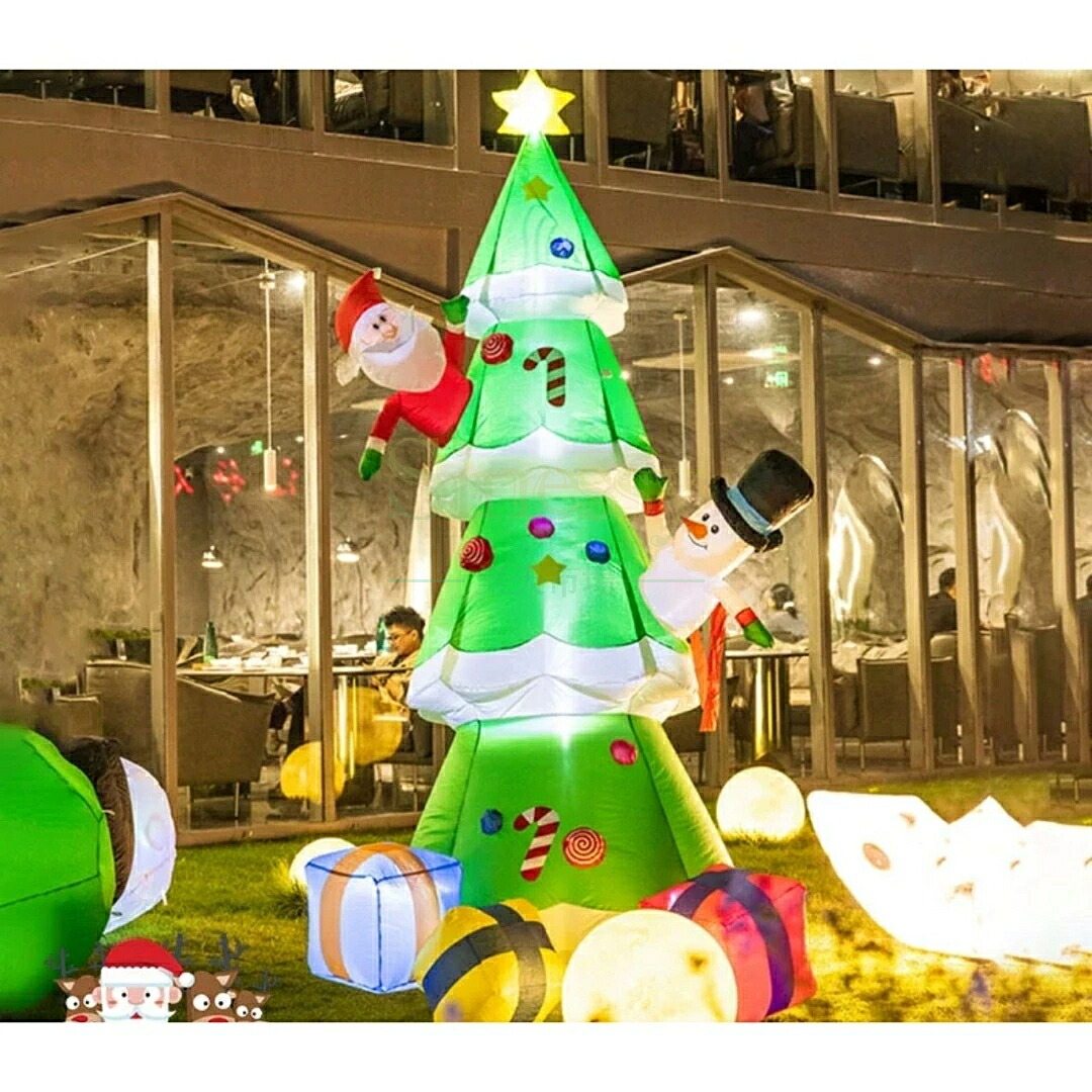 クリスマス飾りサンタさん ライトアップ インフレータブル 膨らます庭　屋外装飾 大型置物 大型クリスマスツリー クリスマスツリー置物 Sinessy 店 新生活用品