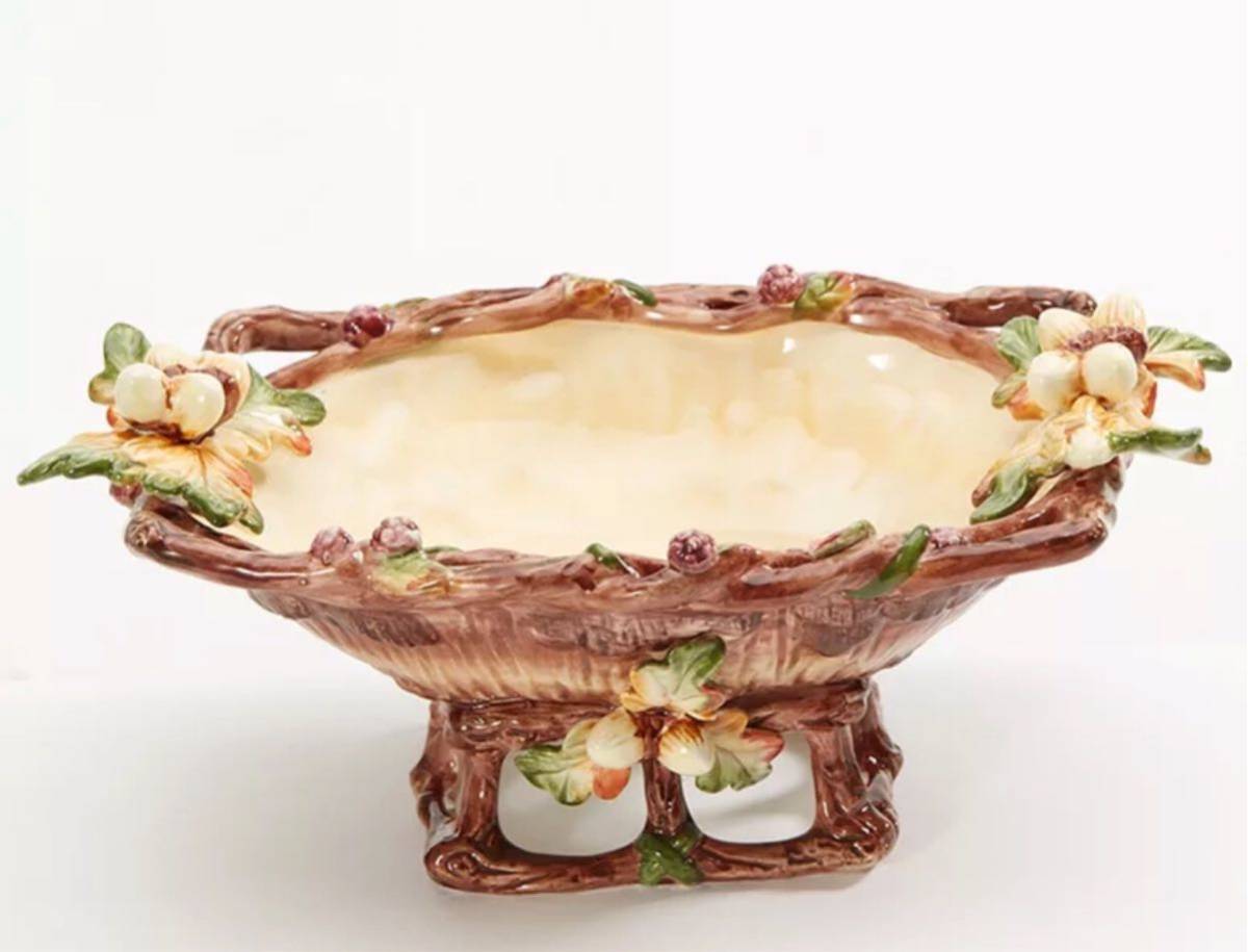 高級果物皿　盛り皿 お菓子皿、フルーツプレート、花柄豪華～果物カゴ お菓子鉢.