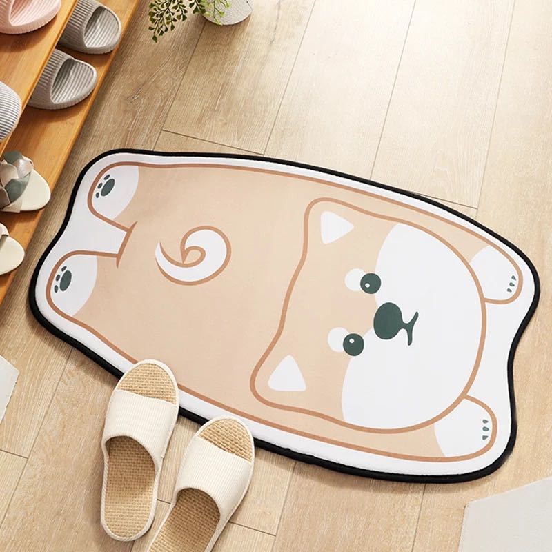 マット リビングマット 玄関マット カーペットお風呂マット 50x80cm 秋田犬