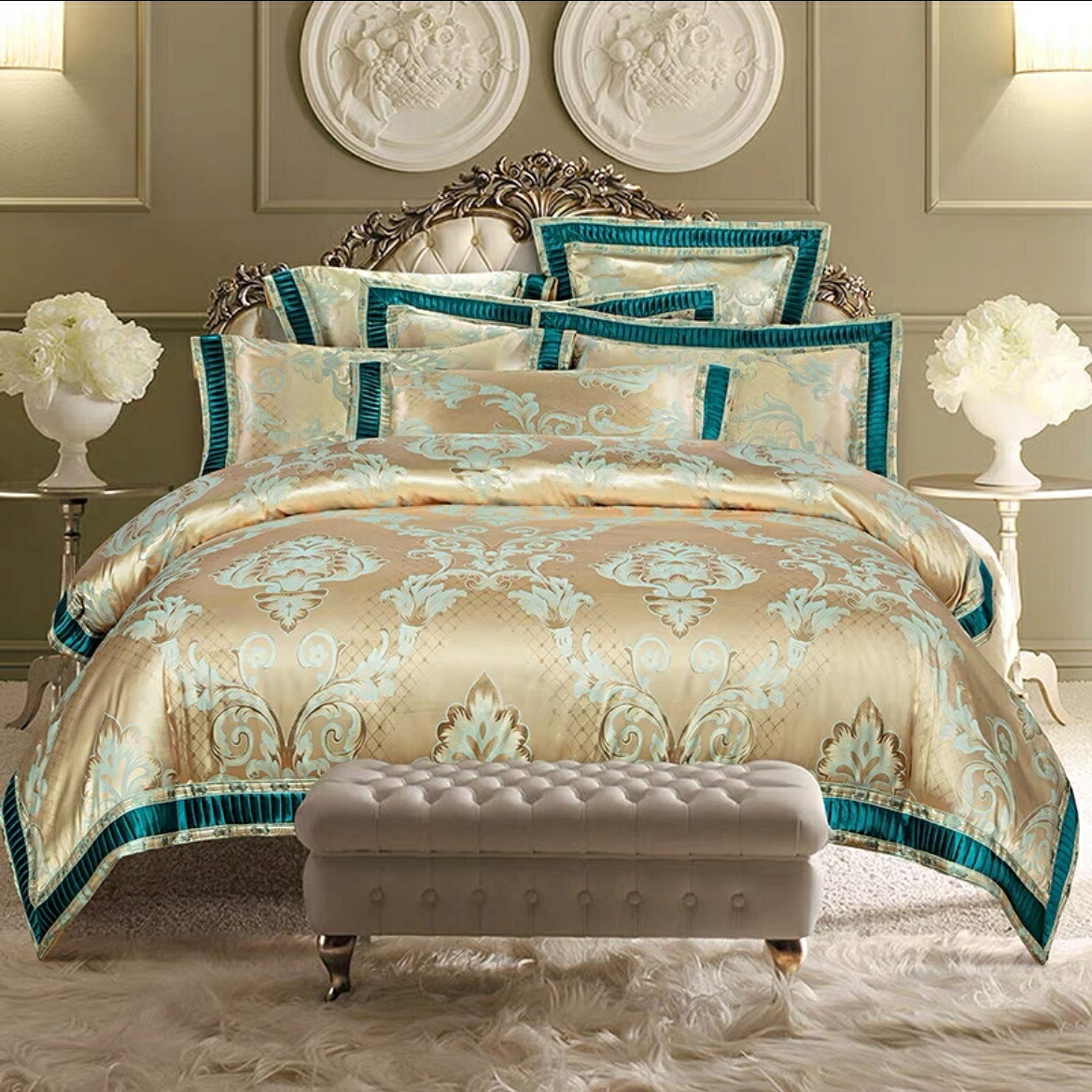 220210新品 高級 ベッド用品4点セッ 寝具 枕カバー掛け布団カバー 27,593円