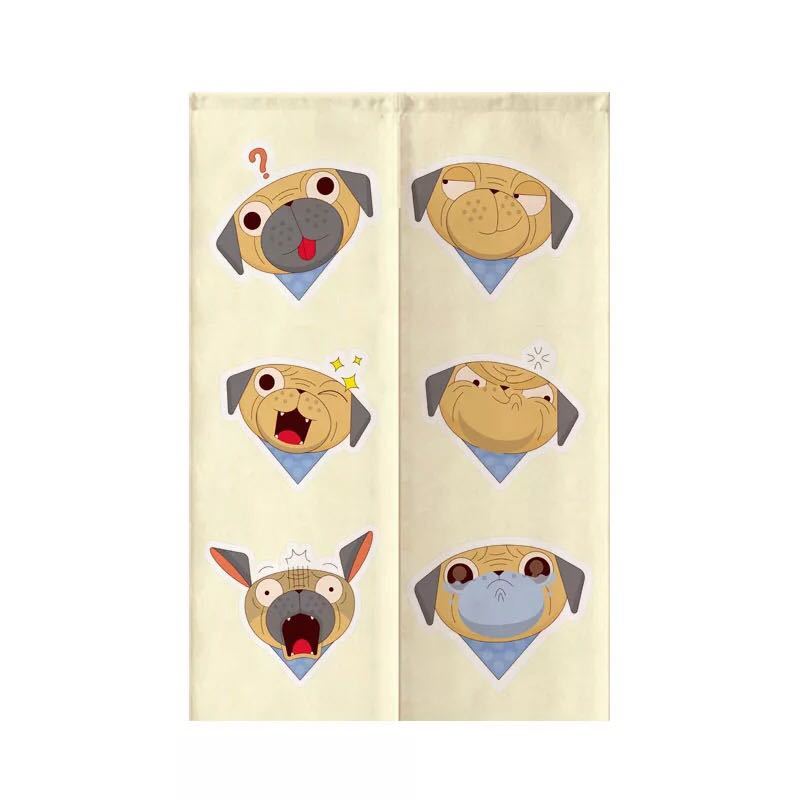 のれん 85×120パグ犬 可愛らしい 中仕切り 洋風 今めかしい