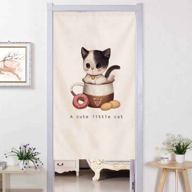 のれん 貸し 85×150 可愛らしい ．布貸し つつみ隠し 猫柄