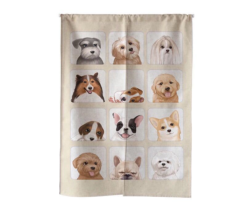 犬柄のれん ． 貸し 85×150 可愛らしい 中仕切り 洋風