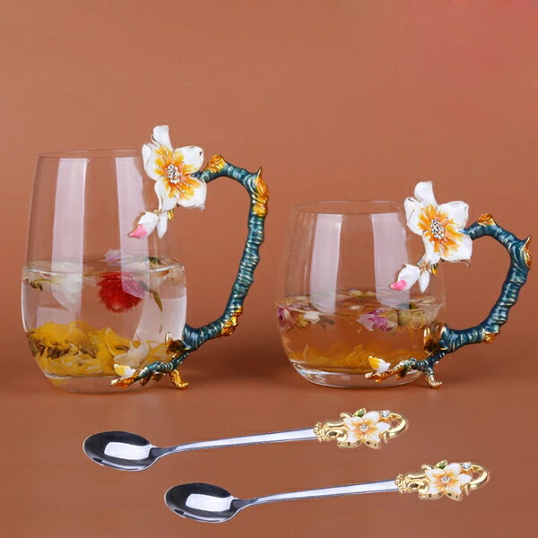 ガラス製 花柄 セット食器 コーヒー｜Sinessy 店