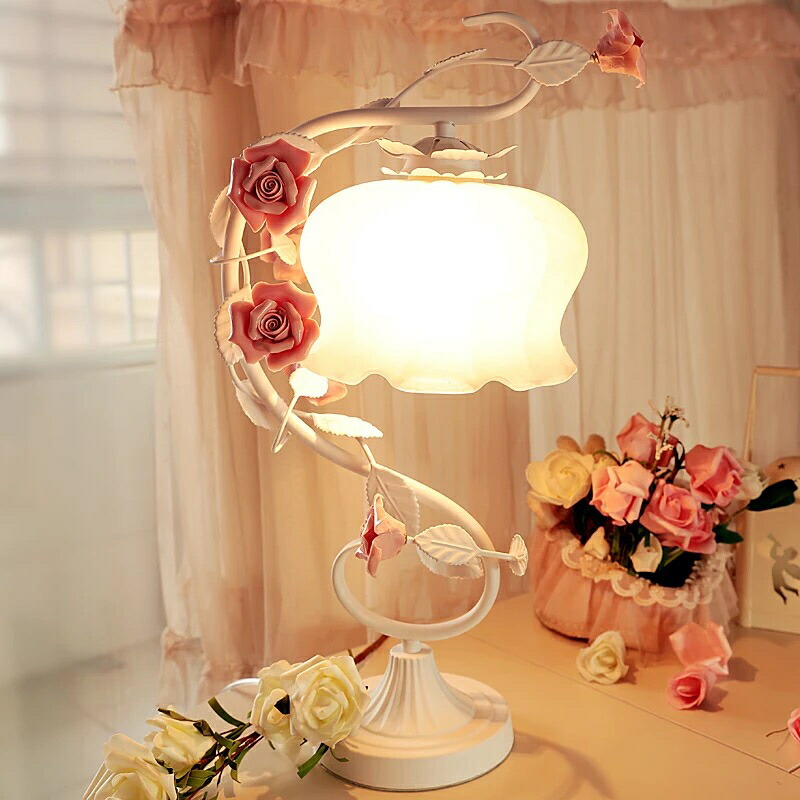 照明 スタンドライト テーブルランプ デスクライト ローズステンド ピンク 薔薇花柄｜Sinessy 店
