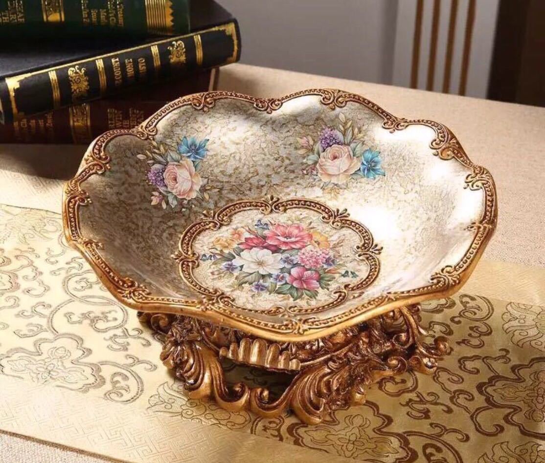 御前上等果物皿 黄金時代皿 御菓子皿、フルーツ一皿、花柄晴れ晴れしい～果物カゴ 御菓子鉢．