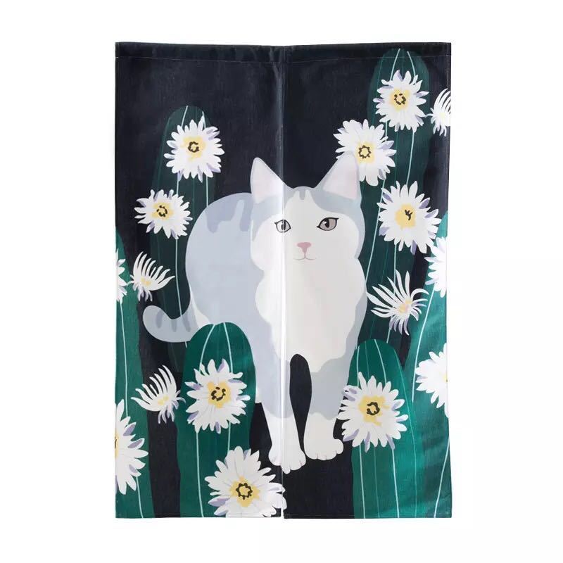 のれん ロング 貸し 85×120 中仕切り 洋風 猫柄