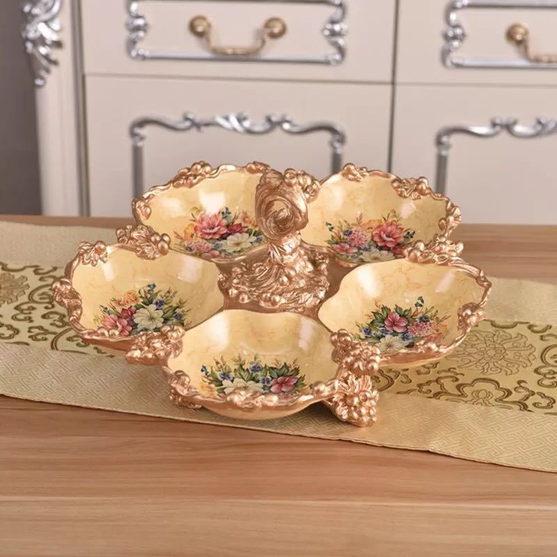 高級果物皿 盛り皿 お菓子皿、フルーツプレート、花柄豪華～果物カゴ お菓子鉢