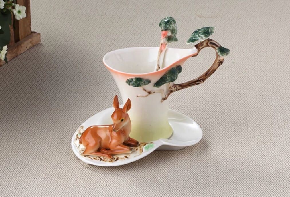 カップ＆ソーサー3客 立体カップ 陶磁器ティー