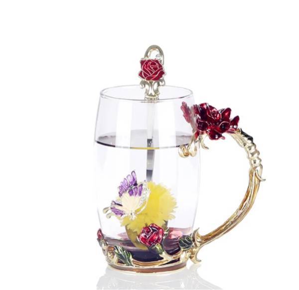 赤薔薇 硝子製 紅茶優勝杯 2点仕掛ける食器 珈琲優勝杯