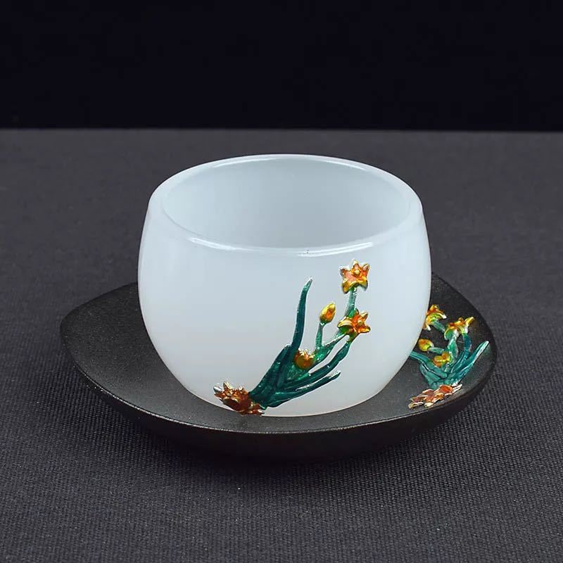 玉瓷カップ お茶カップ 高級感 湯呑み 4点 茶器