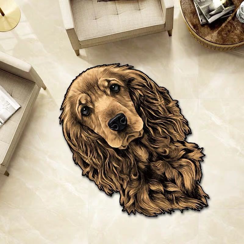 ラグマット リビングマット 玄関マット カーペット．お風呂マット 80cm 犬柄