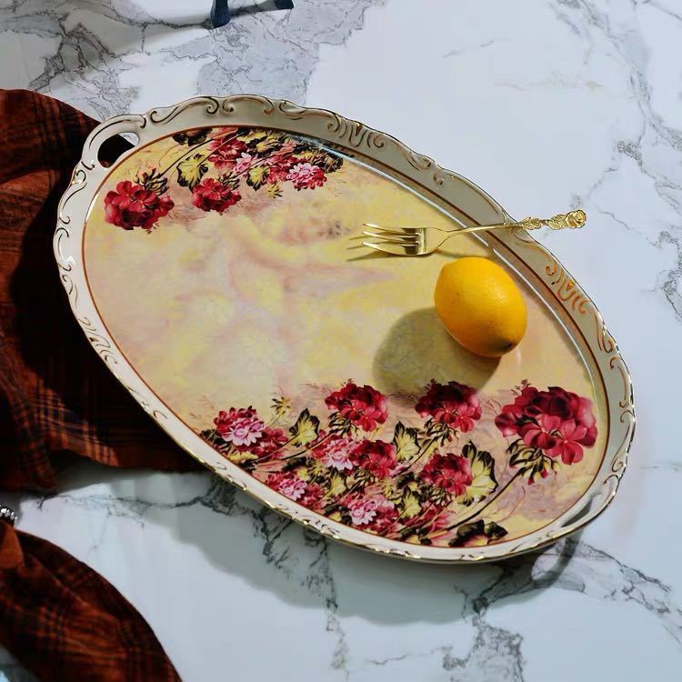 高級果物皿 盛り皿 お菓子皿 フルーツプレート、花柄豪華~果物カゴ お菓子鉢|Sinessy 店