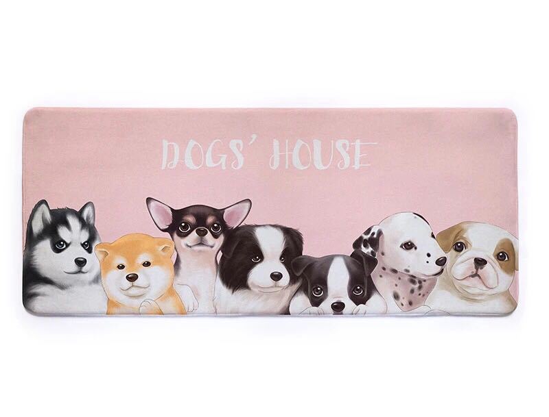 チワワ犬タイプラグマット リビング．玄関マット．カーペット．お風呂マット ハスキー犬柄50x120cm 柴犬