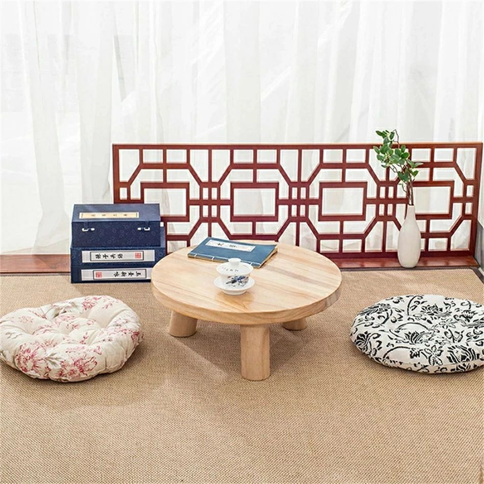 本格ちゃぶ台3本脚テーブル 天然木製無垢材チャブ台 ちゃぶだい ミニテーブル 小型テーブル 丸型テーブル 円卓 座卓 レトロカラー 和風テーブル 和室テーブル 天然木目 子供部屋 システム畳 ミニちゃぶ台 Sinessy 店 新生活用品