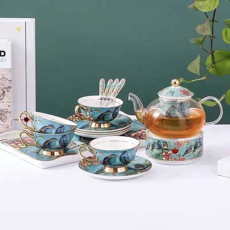 ティーカップ＆ソーサー 4客セット 花柄 陶器