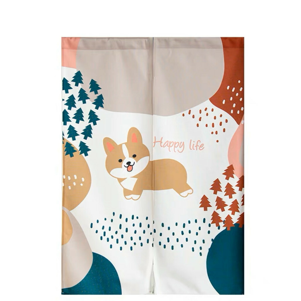 のれん ロング 暖簾 85×120 犬柄 イヌ かわいい 間仕切り 洋風 ．ウェルシュ・コーギー雑貨