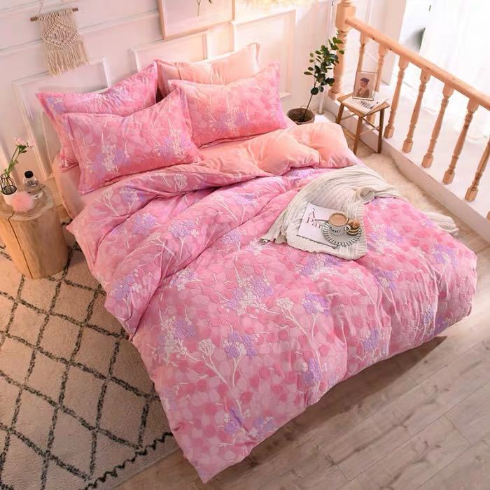 ベッド用品4点セット 寝具 ボックスシーツ 枕カバー掛け布団カバー ベッドカバー 別サイズあり ．