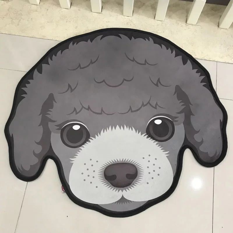 黒プードル犬タイプ☆ラグマット リビング．玄関マット．カーペット．お風呂マット 60サイズ｜Sinessy 店