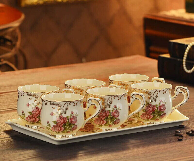 ティー・コーヒーカップセット カップ6客セット 薔薇花柄｜Sinessy 店