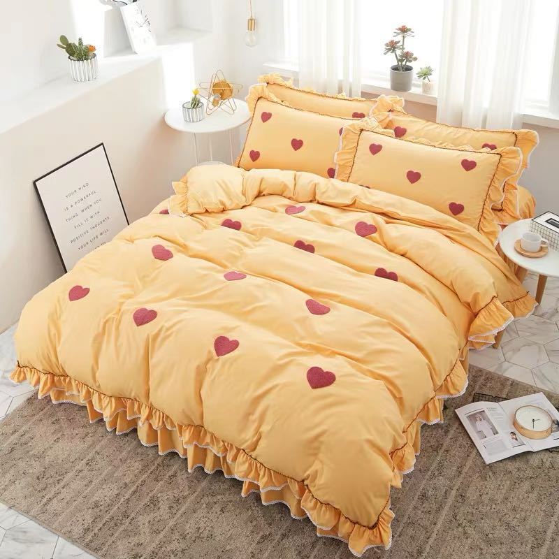 ベッド用品4点セット掛け布団カバー 枕カバー ベッドパッド ワイドダブルサイズ．