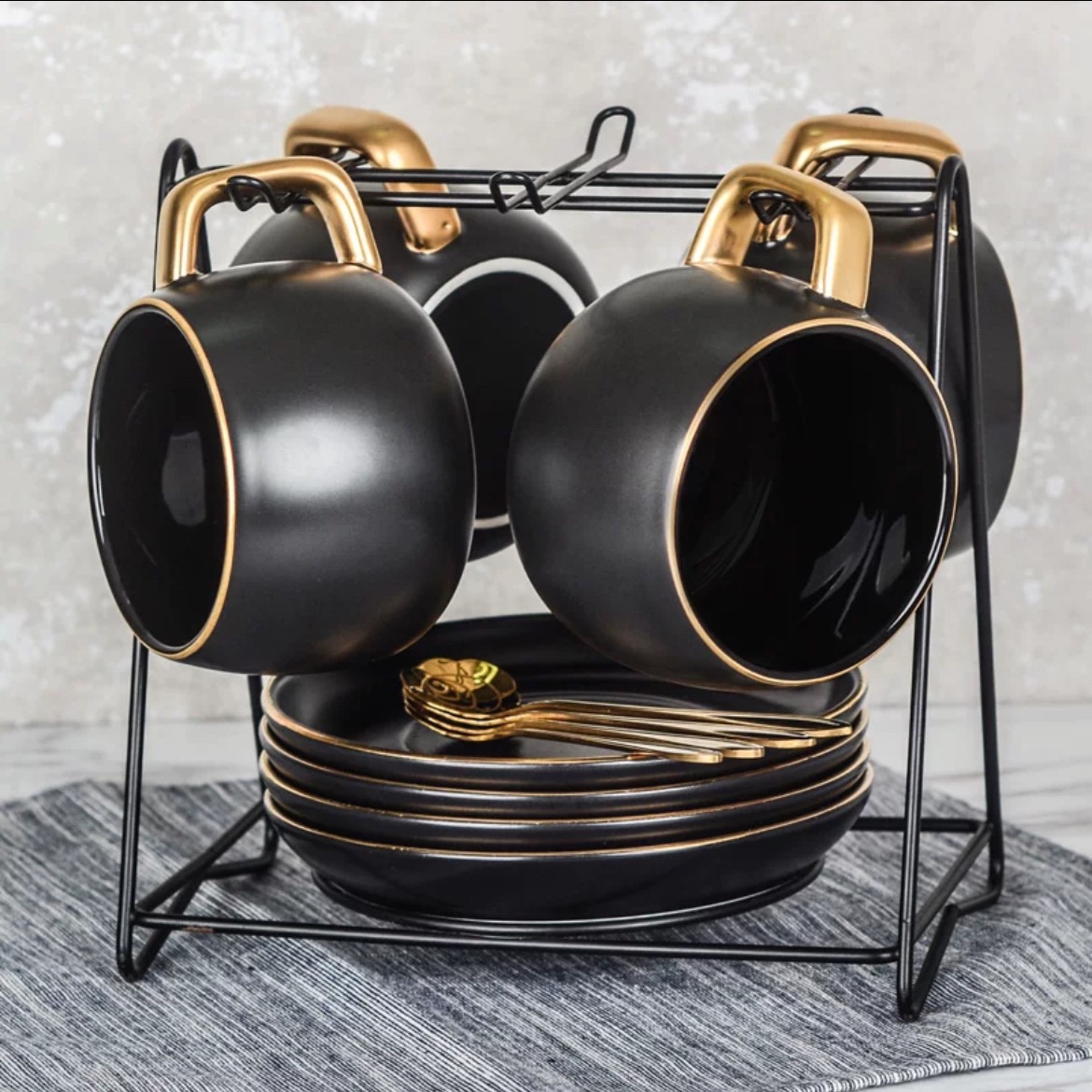 西洋調ティーカップ セット 陶器 高級感 カップ＆ソーサー 4客コーヒーカップ