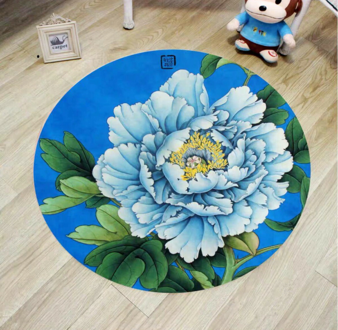 リビングマット 玄関マット カーペット ラグマット 滑り止め 80cm 花柄