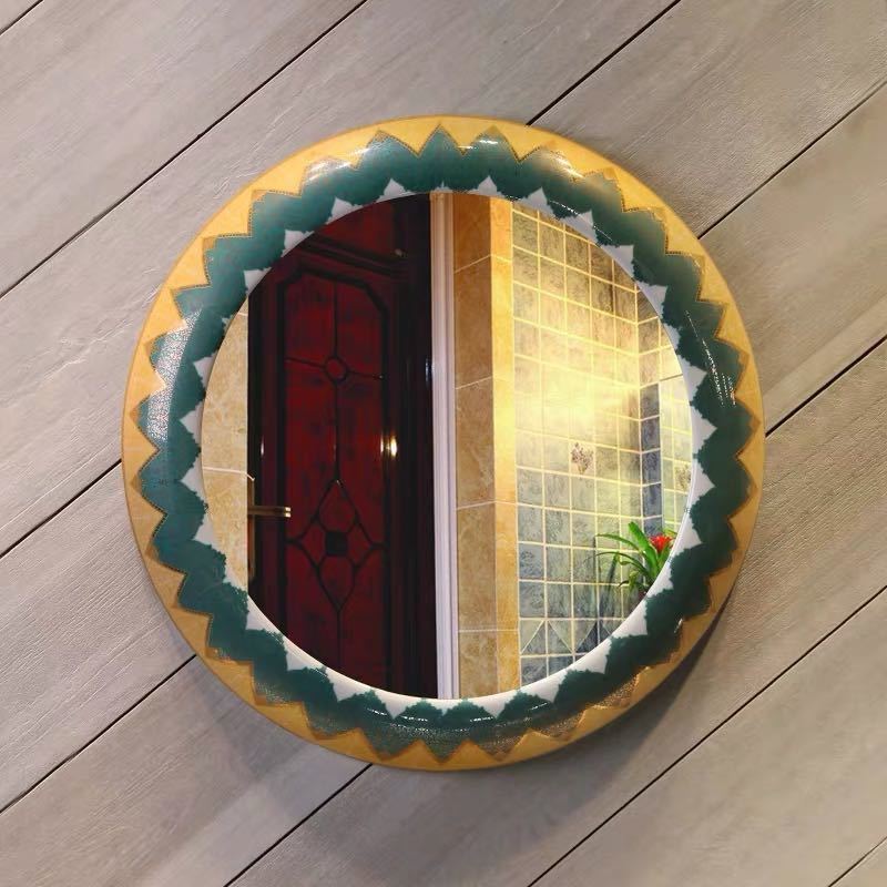 陶瓷鏡 アンティーク調 飾りつけ鏡 飾りつけ  飾りつけ鏡鑑 ウォール鏡鑑 50x50珊
