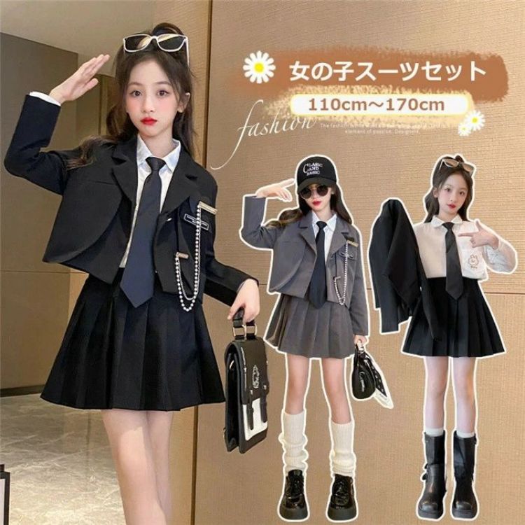 ダンス衣装 JK制服 黒 灰 女の子 卒業式 入学式 K-POP 団体服 舞台衣装 送料無料