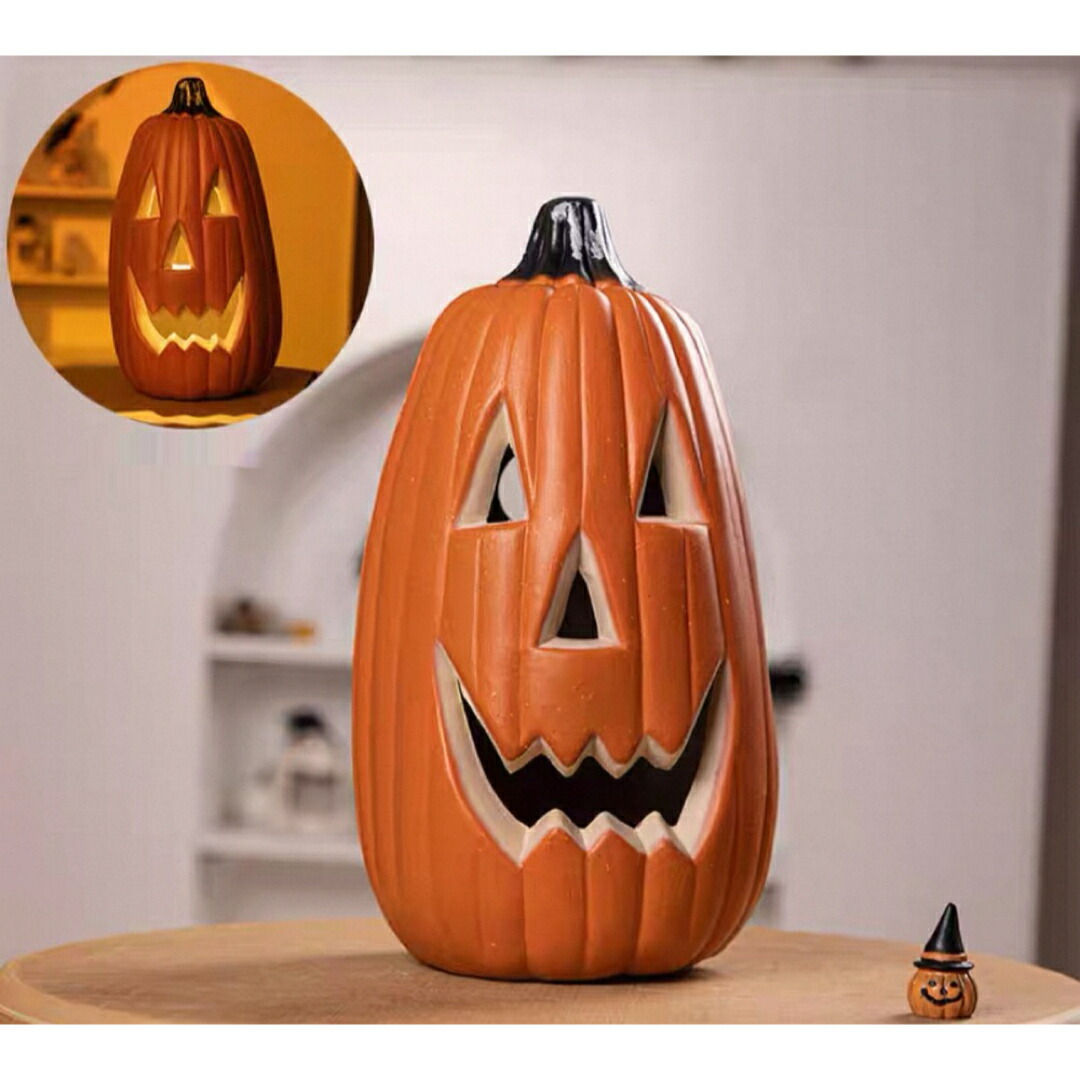 ハロウィン かぼちゃランタン LEDライト付き ジャックオーランタン 装飾置物