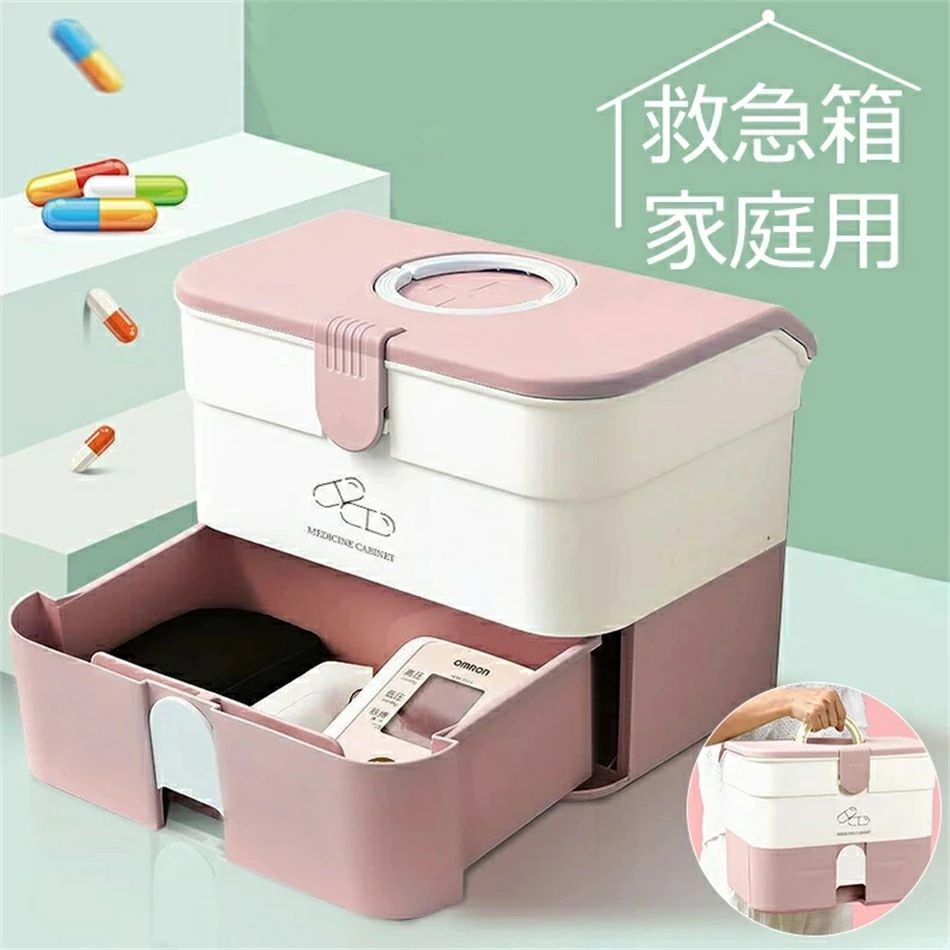 救急箱 薬箱 薬入れ おしゃれ ボックス 薬ケース 二重層箱 薬入れ 大容量 救急ボックス シンプル 応急手当 薬箱 収納上手 スチール 小物入れ レトロ 防災グッズ 防災セット ファーマシーボックス 新生活 フェール